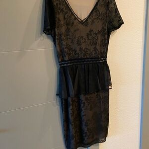 ZAC Zac Posen Black Floral Lace Mini Dress